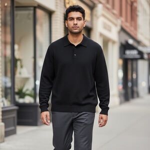 100% 'L' 2 Ply Cashmere Men's Black Polo Sweater - XL

Excellent condition.